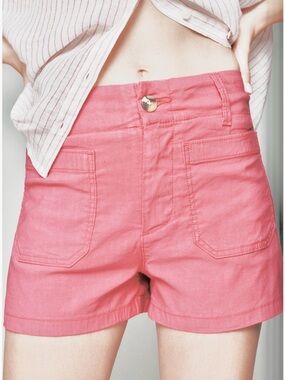 Women's Collette Maeve High-Rise bubblegum Pink Cotton Shorts
